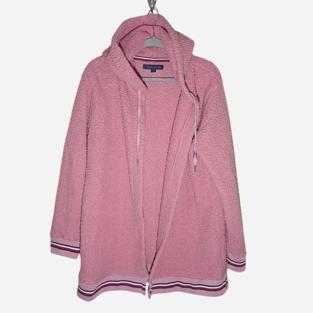 Tommy Hilfiger Pink Fleece Cardigan with Hoodie size L